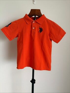 U.S. Polo Assn. Orange Boys Polo with Navy Embroidered Logo 4T